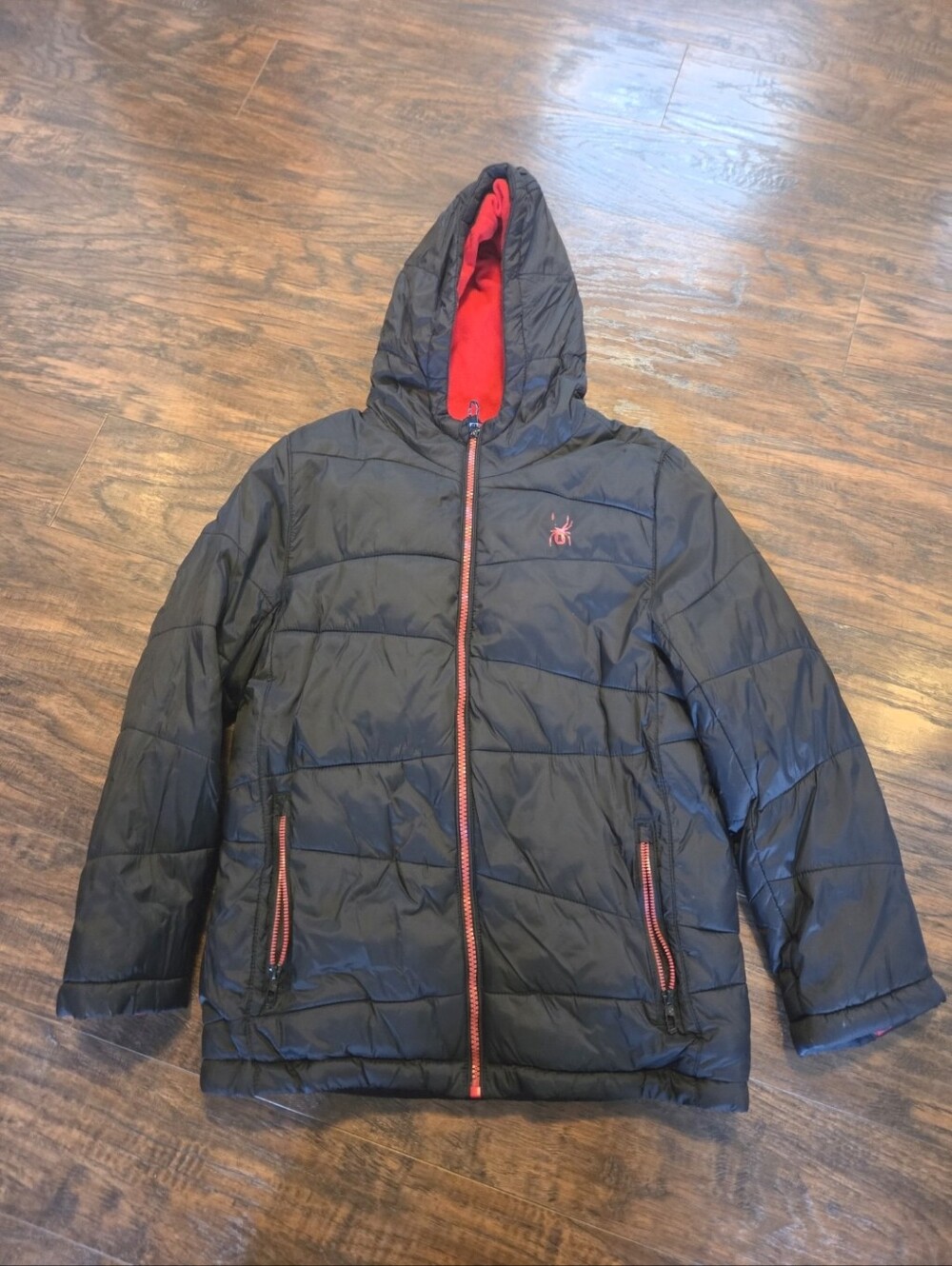 Boys black Spyder quilted puffer jacket size medium